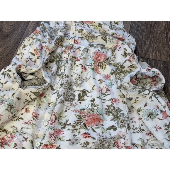 FRYE WOMENS BUTTON FRONT MIDI DRESS SIZE XL IVORY FLORAL BOHO SLEEVELESS POCKETS - Picture 4 of 10